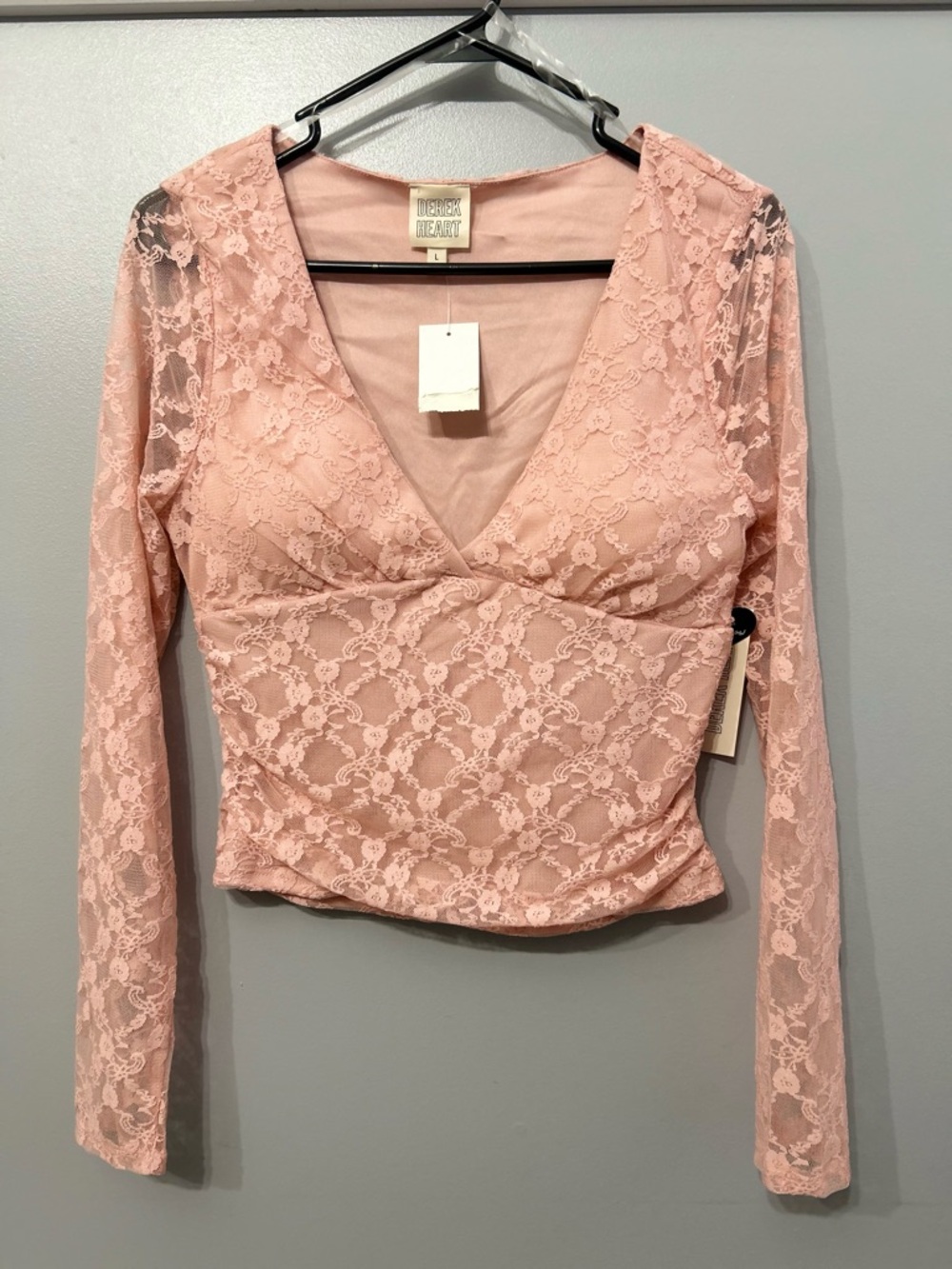 Derek Heart Pink Lace V-Neck Blouse